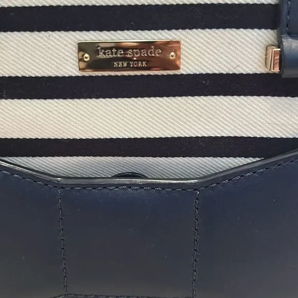 Kate Spade 2 Park Avenue Leather Handbag Purse Nautical Red White Blue Pristine - Picture 2 of 15